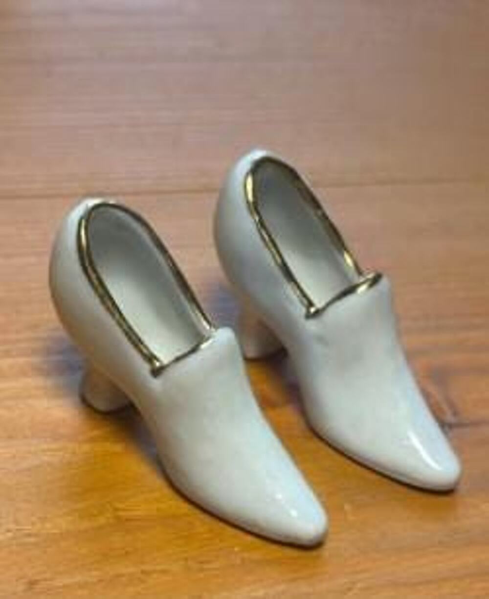 Vintage Pair of Minature White Porcelain High Heel Shoes Made in Germany